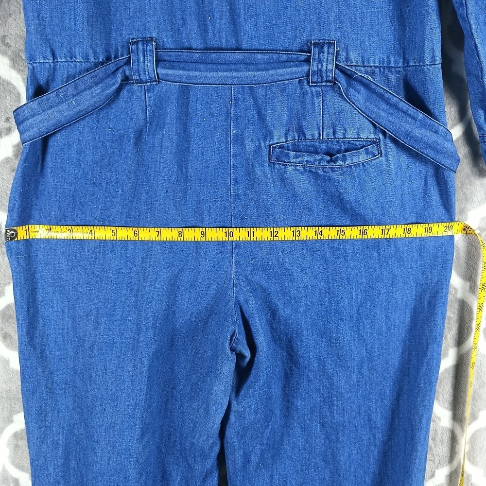 Levis Denim Jumpsuit Women Medium Blue Zip Front Tie Waist Utility Coveralls - Picture 8 of 13